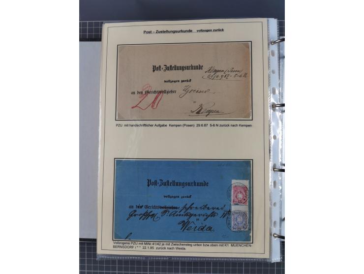 1875/89, gestempelte Spezialsammlung “Pfennig/-e” mit etwas über 130 Briefen und Karten, ab Brustschilde in Pfennigwährung ve