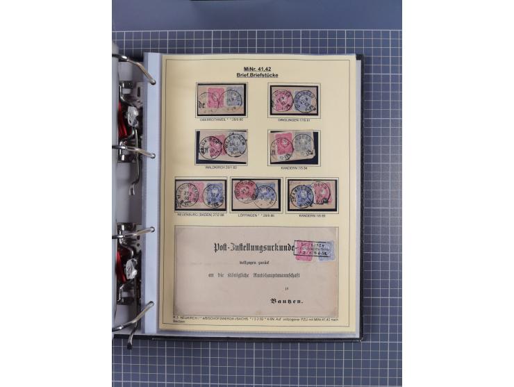 1875/89, gestempelte Spezialsammlung “Pfennig/-e” mit etwas über 130 Briefen und Karten, ab Brustschilde in Pfennigwährung ve