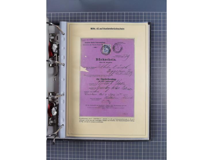 1875/89, gestempelte Spezialsammlung “Pfennig/-e” mit etwas über 130 Briefen und Karten, ab Brustschilde in Pfennigwährung ve