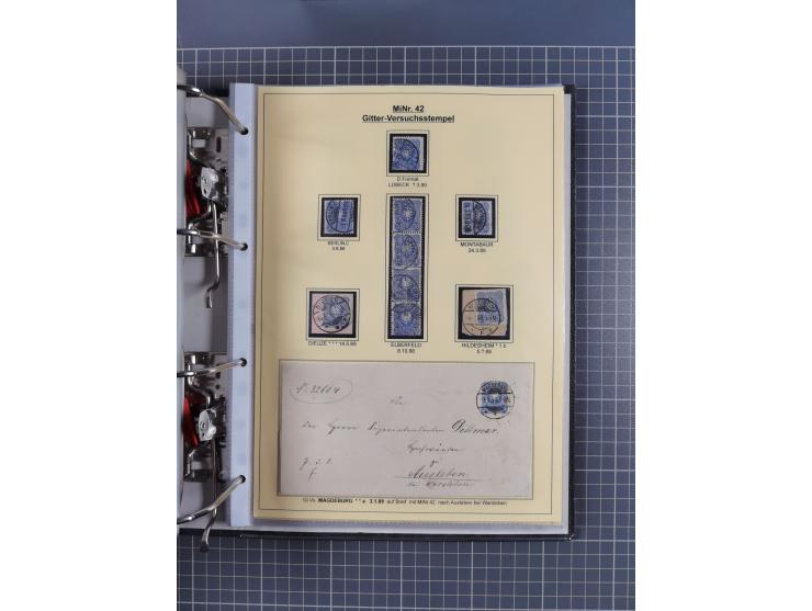 1875/89, gestempelte Spezialsammlung “Pfennig/-e” mit etwas über 130 Briefen und Karten, ab Brustschilde in Pfennigwährung ve