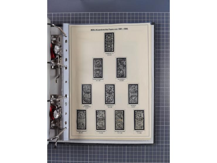 1875/89, gestempelte Spezialsammlung “Pfennig/-e” mit etwas über 130 Briefen und Karten, ab Brustschilde in Pfennigwährung ve