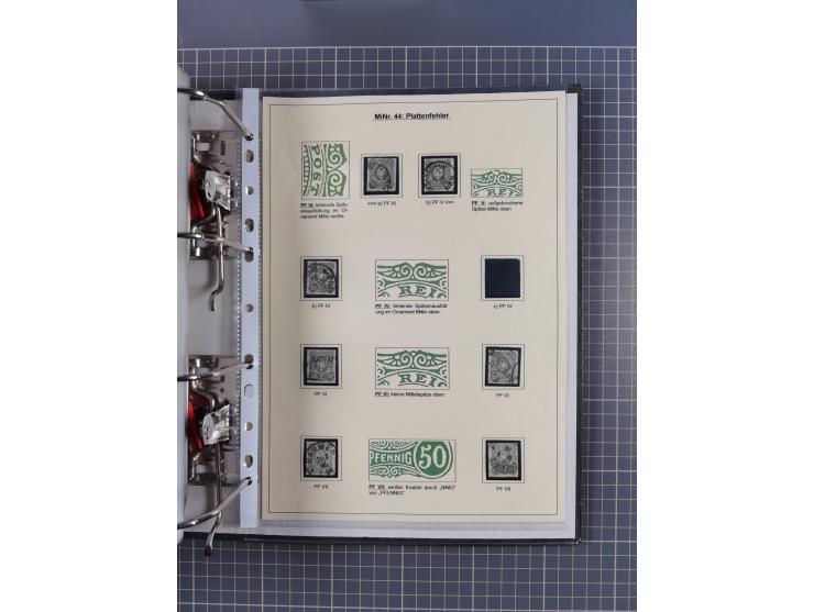 1875/89, gestempelte Spezialsammlung “Pfennig/-e” mit etwas über 130 Briefen und Karten, ab Brustschilde in Pfennigwährung ve