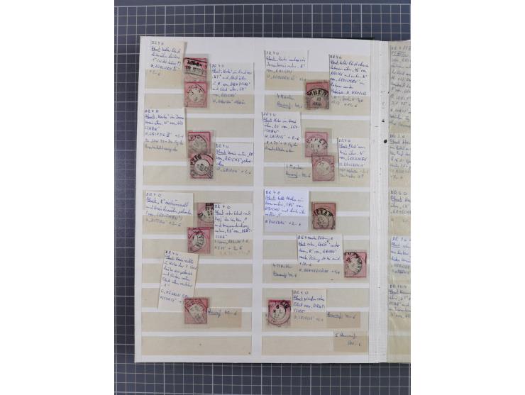 1872/74, rund 300 gestempelte Werte/Briefstücken und 11 Belege, dabei viele Plattenfehler und Druckbesonderheiten