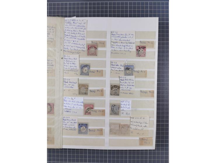 1872/74, rund 300 gestempelte Werte/Briefstücken und 11 Belege, dabei viele Plattenfehler und Druckbesonderheiten