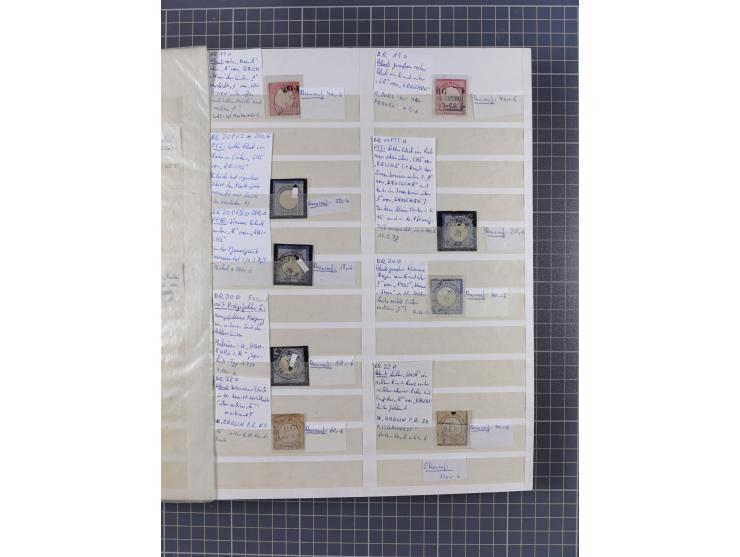 1872/74, rund 300 gestempelte Werte/Briefstücken und 11 Belege, dabei viele Plattenfehler und Druckbesonderheiten
