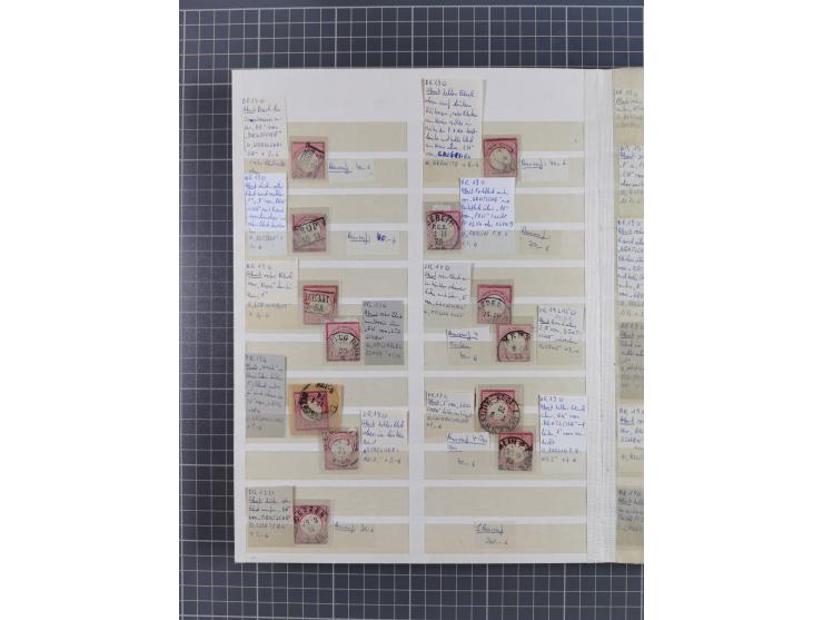 1872/74, rund 300 gestempelte Werte/Briefstücken und 11 Belege, dabei viele Plattenfehler und Druckbesonderheiten