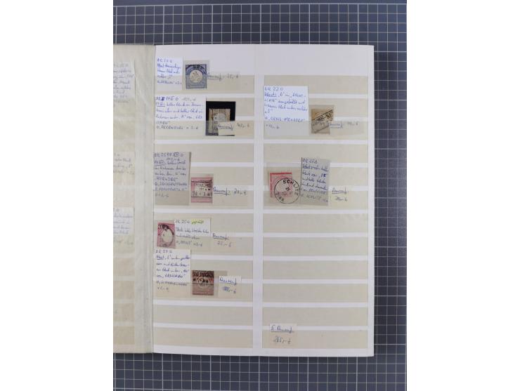 1872/74, rund 300 gestempelte Werte/Briefstücken und 11 Belege, dabei viele Plattenfehler und Druckbesonderheiten