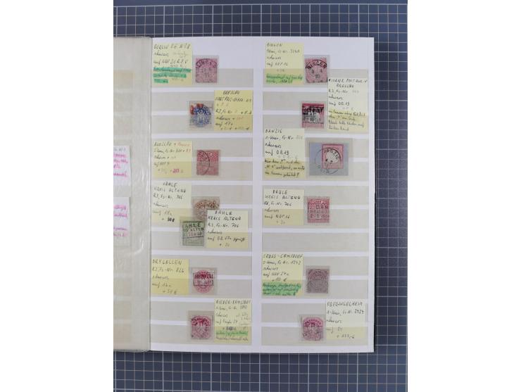 1872/74, rund 300 gestempelte Werte/Briefstücken und 11 Belege, dabei viele Plattenfehler und Druckbesonderheiten