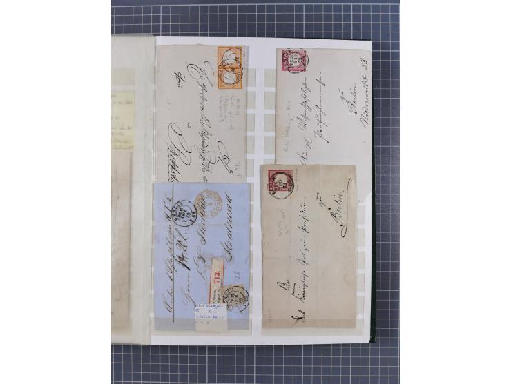 1872/74, rund 300 gestempelte Werte/Briefstücken und 11 Belege, dabei viele Plattenfehler und Druckbesonderheiten