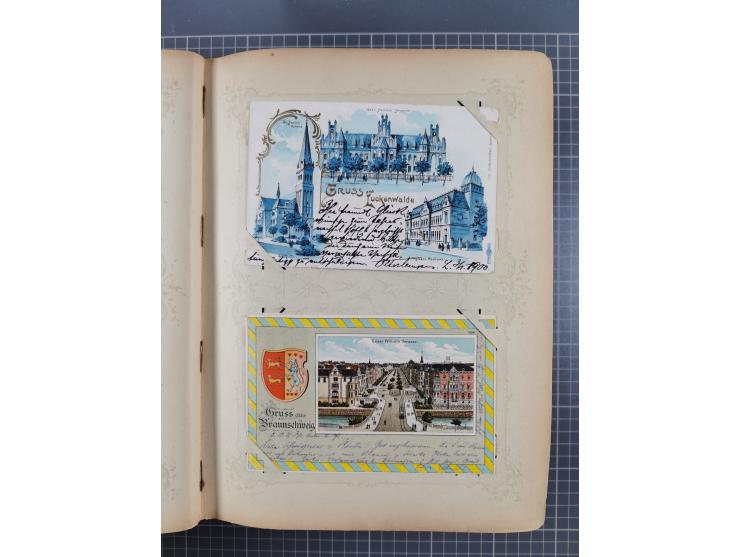 DEUTSCHLAND: 1898/1910, 370 Lithos, Topografie mit vielen besseren Ansichten, im alten Ansichtskartenalbum