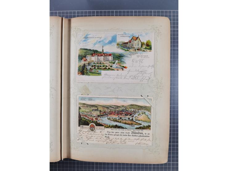 DEUTSCHLAND: 1898/1910, 370 Lithos, Topografie mit vielen besseren Ansichten, im alten Ansichtskartenalbum