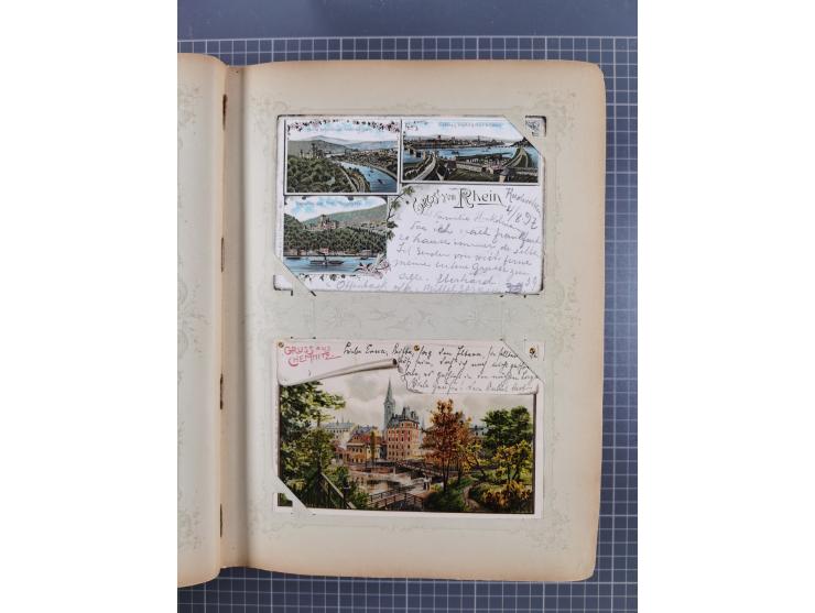 DEUTSCHLAND: 1898/1910, 370 Lithos, Topografie mit vielen besseren Ansichten, im alten Ansichtskartenalbum