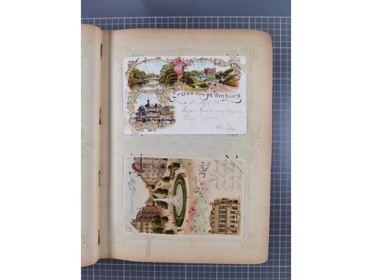 DEUTSCHLAND: 1898/1910, 370 Lithos, Topografie mit vielen besseren Ansichten, im alten Ansichtskartenalbum