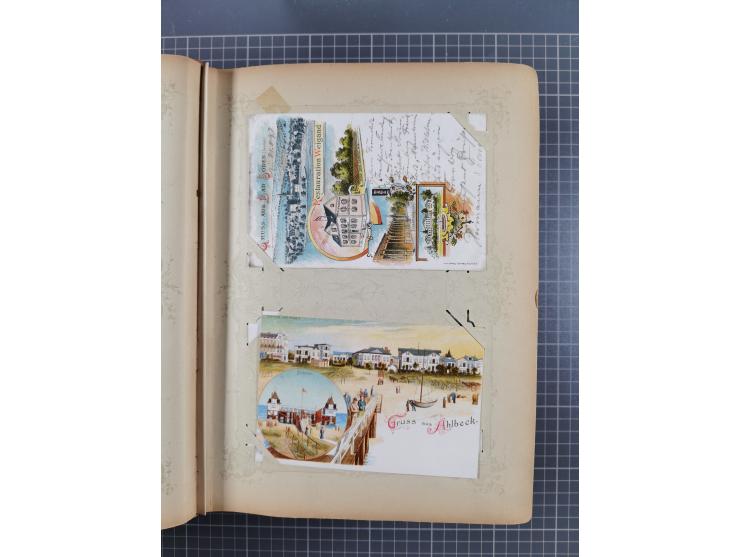 DEUTSCHLAND: 1898/1910, 370 Lithos, Topografie mit vielen besseren Ansichten, im alten Ansichtskartenalbum