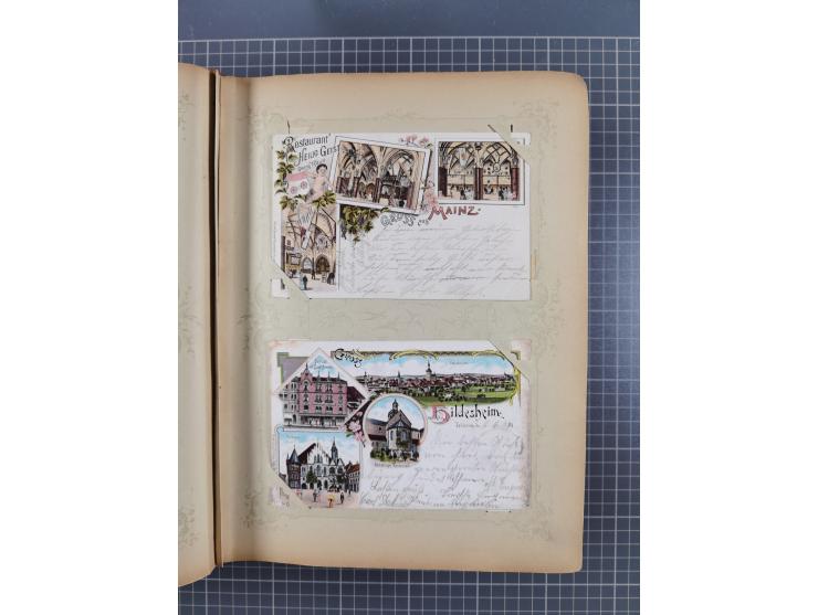DEUTSCHLAND: 1898/1910, 370 Lithos, Topografie mit vielen besseren Ansichten, im alten Ansichtskartenalbum