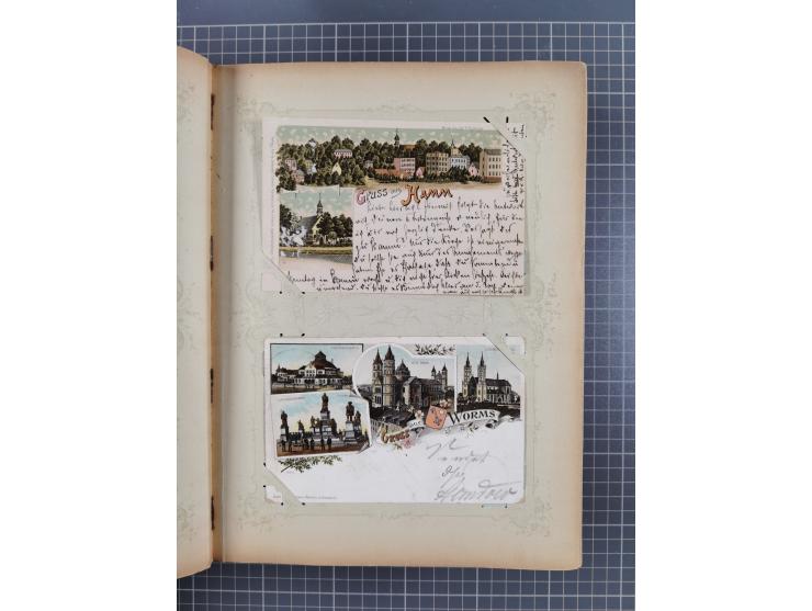 DEUTSCHLAND: 1898/1910, 370 Lithos, Topografie mit vielen besseren Ansichten, im alten Ansichtskartenalbum