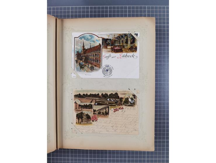 DEUTSCHLAND: 1898/1910, 370 Lithos, Topografie mit vielen besseren Ansichten, im alten Ansichtskartenalbum