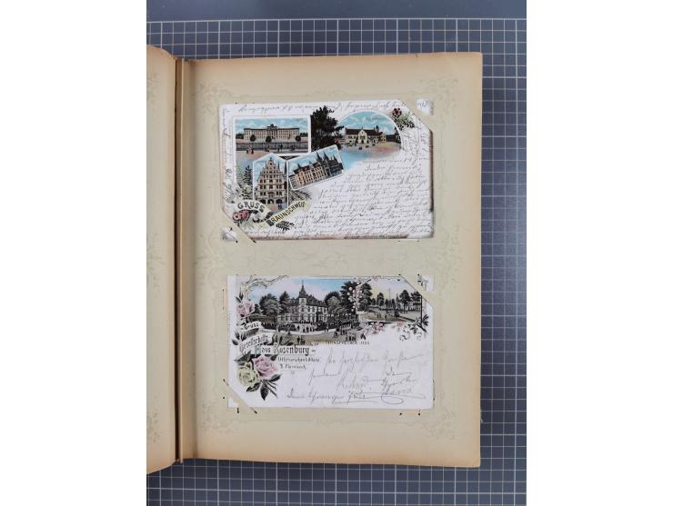 DEUTSCHLAND: 1898/1910, 370 Lithos, Topografie mit vielen besseren Ansichten, im alten Ansichtskartenalbum