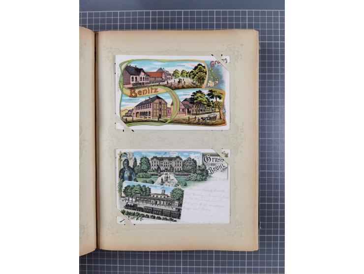 DEUTSCHLAND: 1898/1910, 370 Lithos, Topografie mit vielen besseren Ansichten, im alten Ansichtskartenalbum