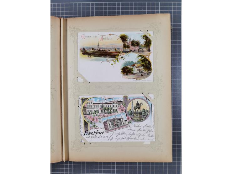 DEUTSCHLAND: 1898/1910, 370 Lithos, Topografie mit vielen besseren Ansichten, im alten Ansichtskartenalbum