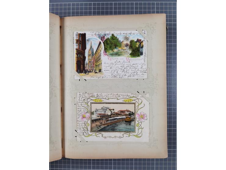 DEUTSCHLAND: 1898/1910, 370 Lithos, Topografie mit vielen besseren Ansichten, im alten Ansichtskartenalbum