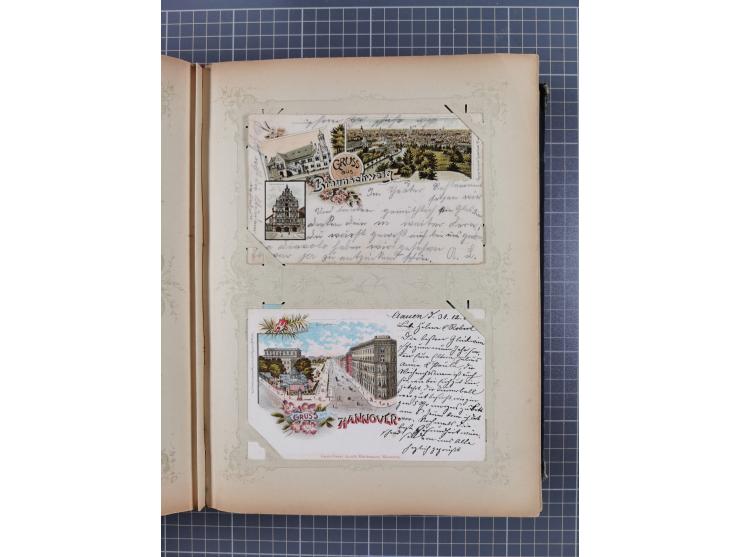 DEUTSCHLAND: 1898/1910, 370 Lithos, Topografie mit vielen besseren Ansichten, im alten Ansichtskartenalbum