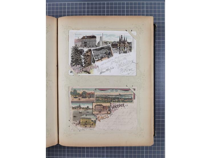 DEUTSCHLAND: 1898/1910, 370 Lithos, Topografie mit vielen besseren Ansichten, im alten Ansichtskartenalbum