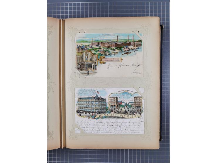 DEUTSCHLAND: 1898/1910, 370 Lithos, Topografie mit vielen besseren Ansichten, im alten Ansichtskartenalbum