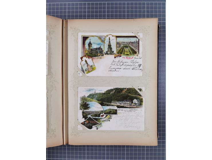 DEUTSCHLAND: 1898/1910, 370 Lithos, Topografie mit vielen besseren Ansichten, im alten Ansichtskartenalbum