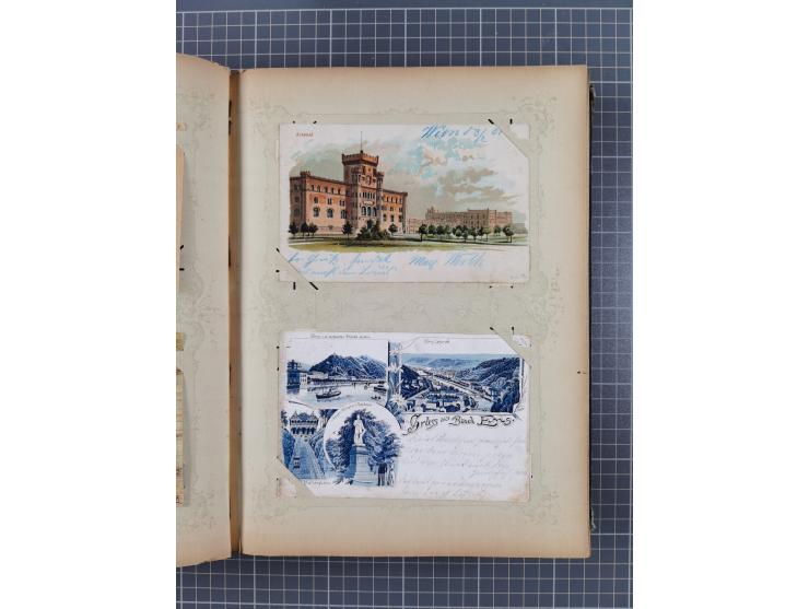 DEUTSCHLAND: 1898/1910, 370 Lithos, Topografie mit vielen besseren Ansichten, im alten Ansichtskartenalbum