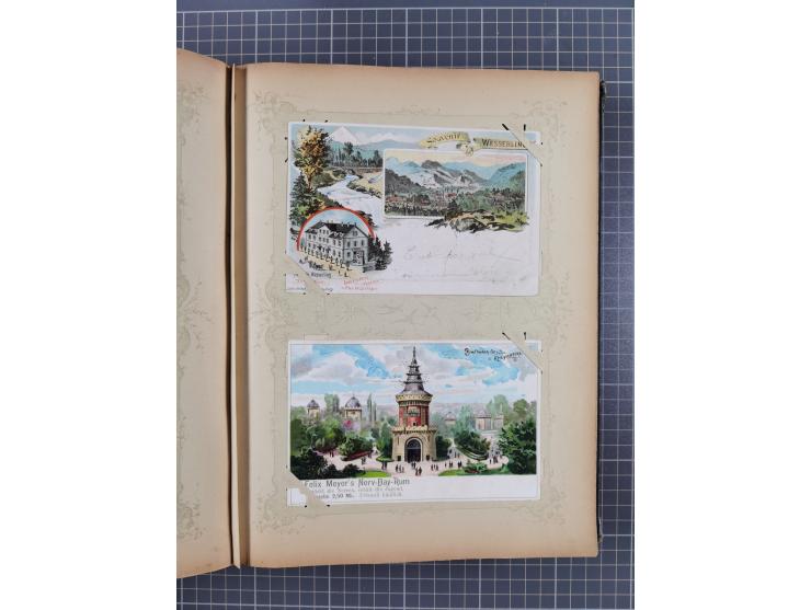 DEUTSCHLAND: 1898/1910, 370 Lithos, Topografie mit vielen besseren Ansichten, im alten Ansichtskartenalbum