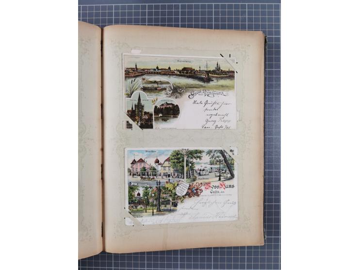 DEUTSCHLAND: 1898/1910, 370 Lithos, Topografie mit vielen besseren Ansichten, im alten Ansichtskartenalbum