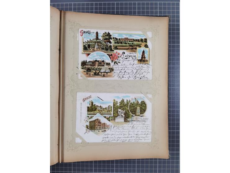 DEUTSCHLAND: 1898/1910, 370 Lithos, Topografie mit vielen besseren Ansichten, im alten Ansichtskartenalbum
