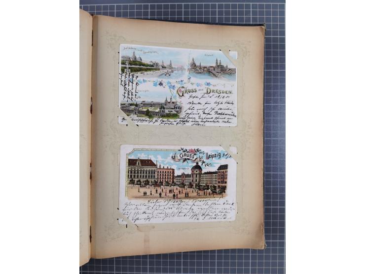 DEUTSCHLAND: 1898/1910, 370 Lithos, Topografie mit vielen besseren Ansichten, im alten Ansichtskartenalbum