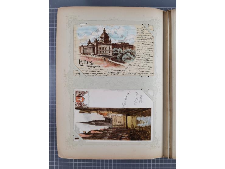 DEUTSCHLAND: 1898/1910, 370 Lithos, Topografie mit vielen besseren Ansichten, im alten Ansichtskartenalbum