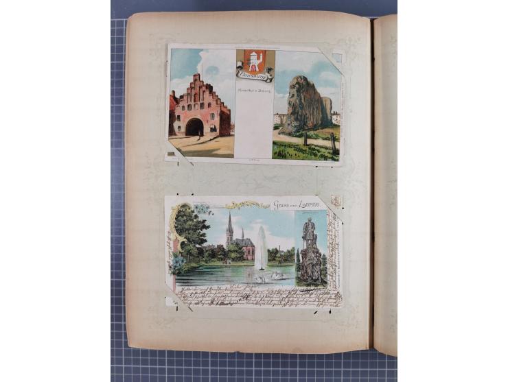 DEUTSCHLAND: 1898/1910, 370 Lithos, Topografie mit vielen besseren Ansichten, im alten Ansichtskartenalbum