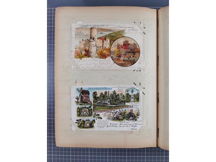 DEUTSCHLAND: 1898/1910, 370 Lithos, Topografie mit vielen besseren Ansichten, im alten Ansichtskartenalbum