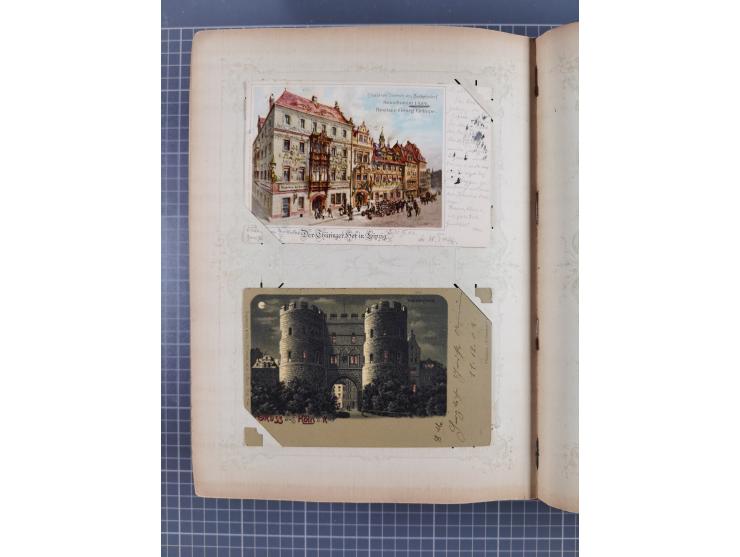 DEUTSCHLAND: 1898/1910, 370 Lithos, Topografie mit vielen besseren Ansichten, im alten Ansichtskartenalbum