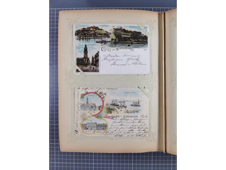 DEUTSCHLAND: 1898/1910, 370 Lithos, Topografie mit vielen besseren Ansichten, im alten Ansichtskartenalbum