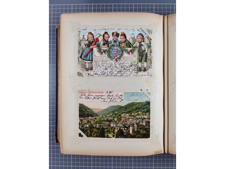 DEUTSCHLAND: 1898/1910, 370 Lithos, Topografie mit vielen besseren Ansichten, im alten Ansichtskartenalbum