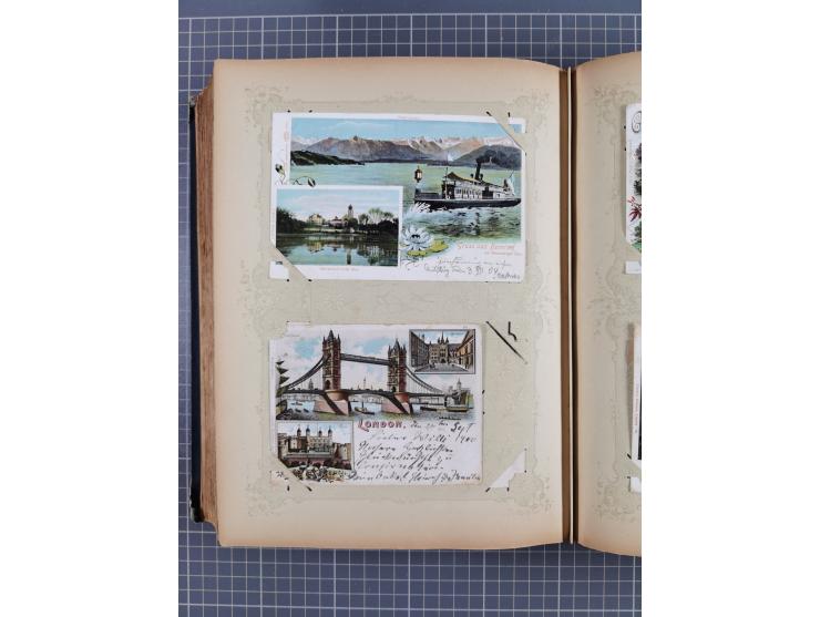 DEUTSCHLAND: 1898/1910, 370 Lithos, Topografie mit vielen besseren Ansichten, im alten Ansichtskartenalbum