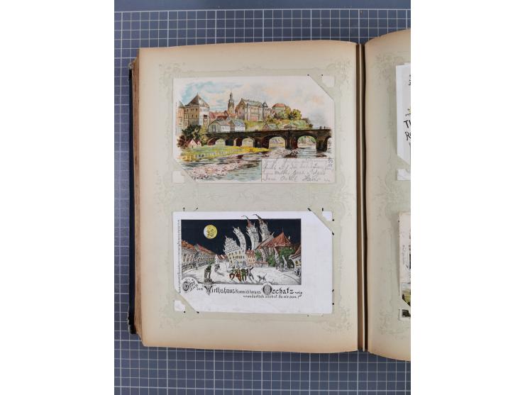 DEUTSCHLAND: 1898/1910, 370 Lithos, Topografie mit vielen besseren Ansichten, im alten Ansichtskartenalbum
