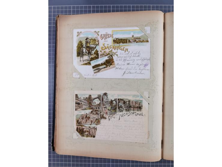 DEUTSCHLAND: 1898/1910, 370 Lithos, Topografie mit vielen besseren Ansichten, im alten Ansichtskartenalbum