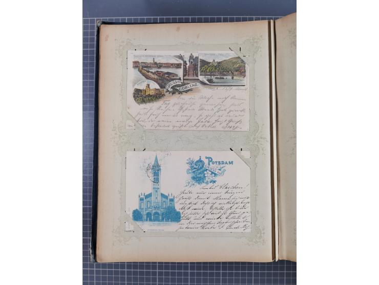 DEUTSCHLAND: 1898/1910, 370 Lithos, Topografie mit vielen besseren Ansichten, im alten Ansichtskartenalbum