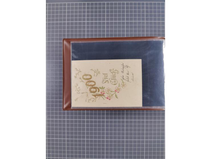 Glückwunschkarten Neujahr: 1900/14, Album mit 110 Lithos zum Thema Jahreszahlen", davon sind 104 St. geprägt