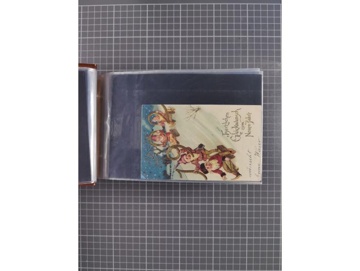 Glückwunschkarten Neujahr: 1900/14, Album mit 110 Lithos zum Thema Jahreszahlen", davon sind 104 St. geprägt