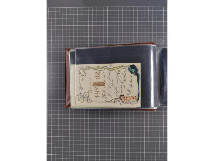 Glückwunschkarten Neujahr: 1900/14, Album mit 110 Lithos zum Thema Jahreszahlen", davon sind 104 St. geprägt