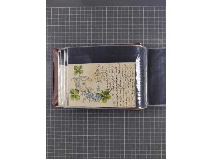 Glückwunschkarten Neujahr: 1900/14, Album mit 110 Lithos zum Thema Jahreszahlen", davon sind 104 St. geprägt