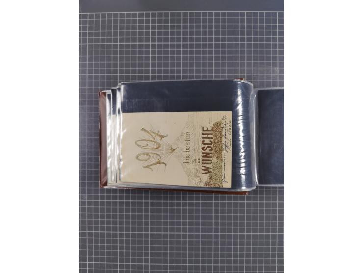 Glückwunschkarten Neujahr: 1900/14, Album mit 110 Lithos zum Thema Jahreszahlen", davon sind 104 St. geprägt