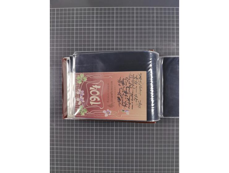 Glückwunschkarten Neujahr: 1900/14, Album mit 110 Lithos zum Thema Jahreszahlen", davon sind 104 St. geprägt